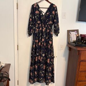 Baltic Born Navy Floral Long Sleeve Dress